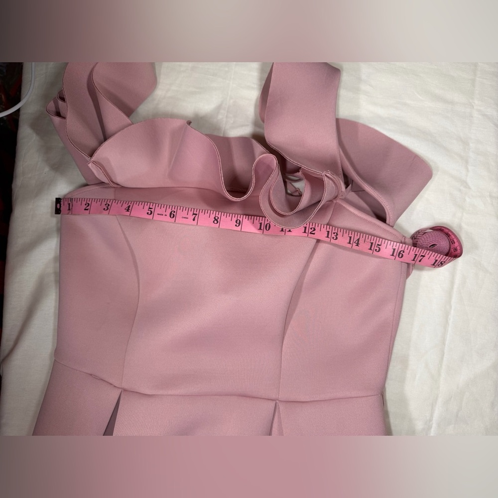 ASOS DESIGN - Strappy Ruffle Scuba Dress in Pink - Size 10 - Picture 3 of 9